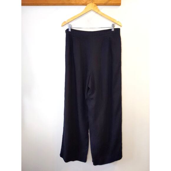 J.Jill Women's 16P Black 100% Linen Wide Leg Pants Zipper Closure Petite - Picture 2 of 8